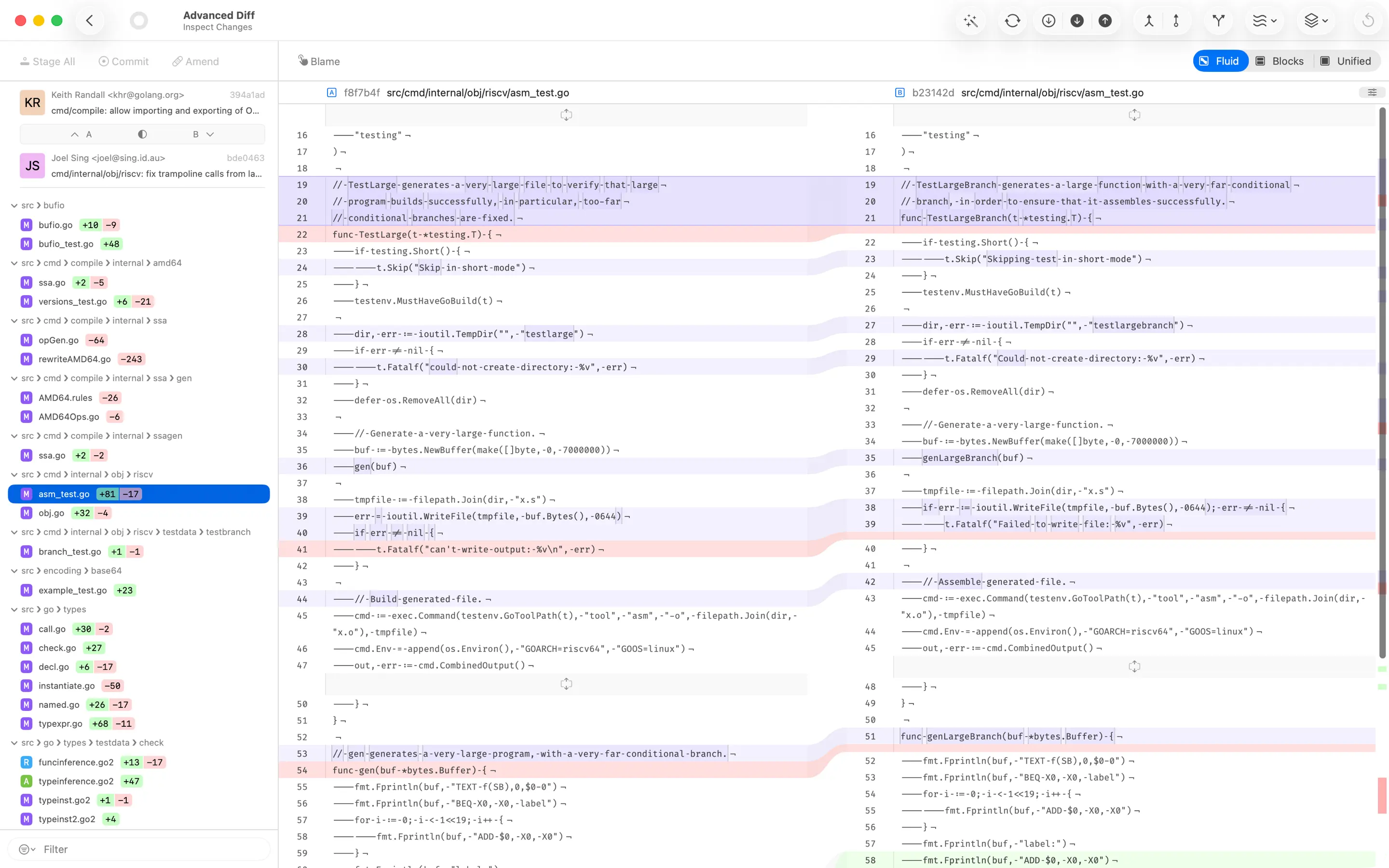 Advanced side-by-side diff with word-level highlighting